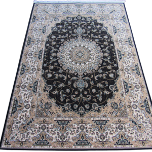 Persian Nain Rug- Classic Navy Blue & Beige Design Style PR023