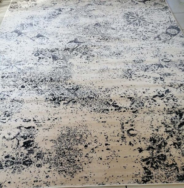 Modern Abstract Design Rug - Cream & Black (Style: MDR014) - Image 2