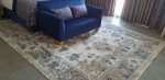 Vintage blue beige area rug