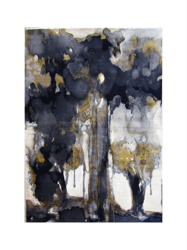 Modern Abstract Art Rug – Blue, Yellow & Grey (Style: MDR052) - Image 1