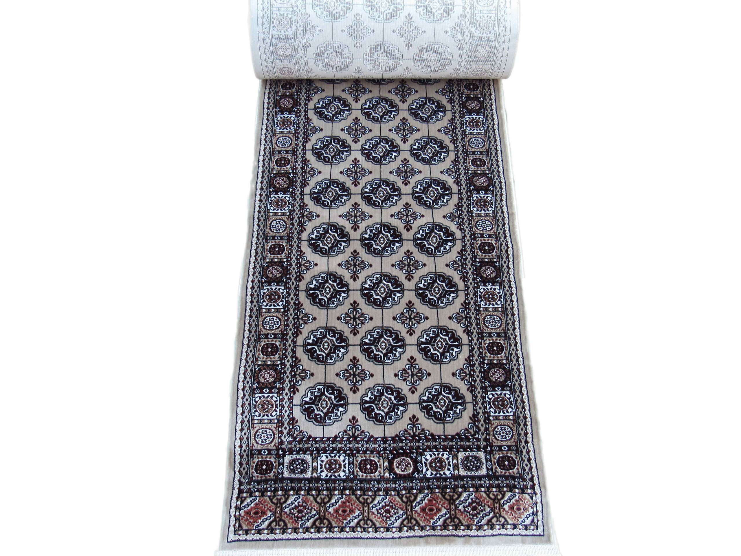 Persian 8m Passage Hallway runner - BK Carpets and Rugs Persian Inspired Bukhara 8m Runner – Classic Beige & Red Design (Style: PRR035) - Image 1
