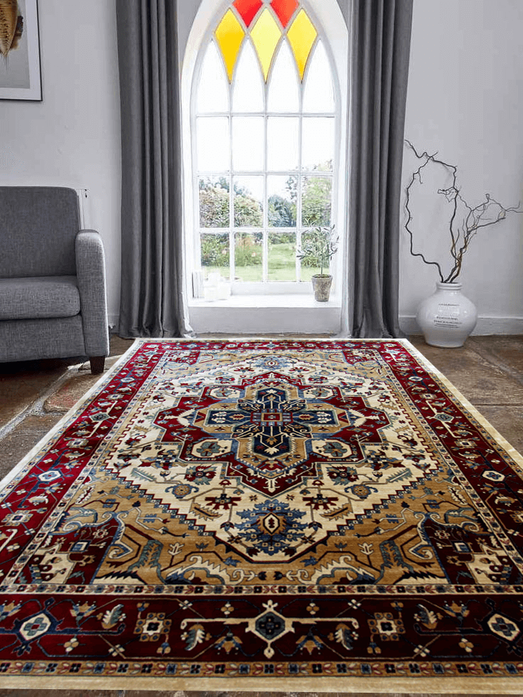 Persian Beige red Heriz rug persian heriz rug