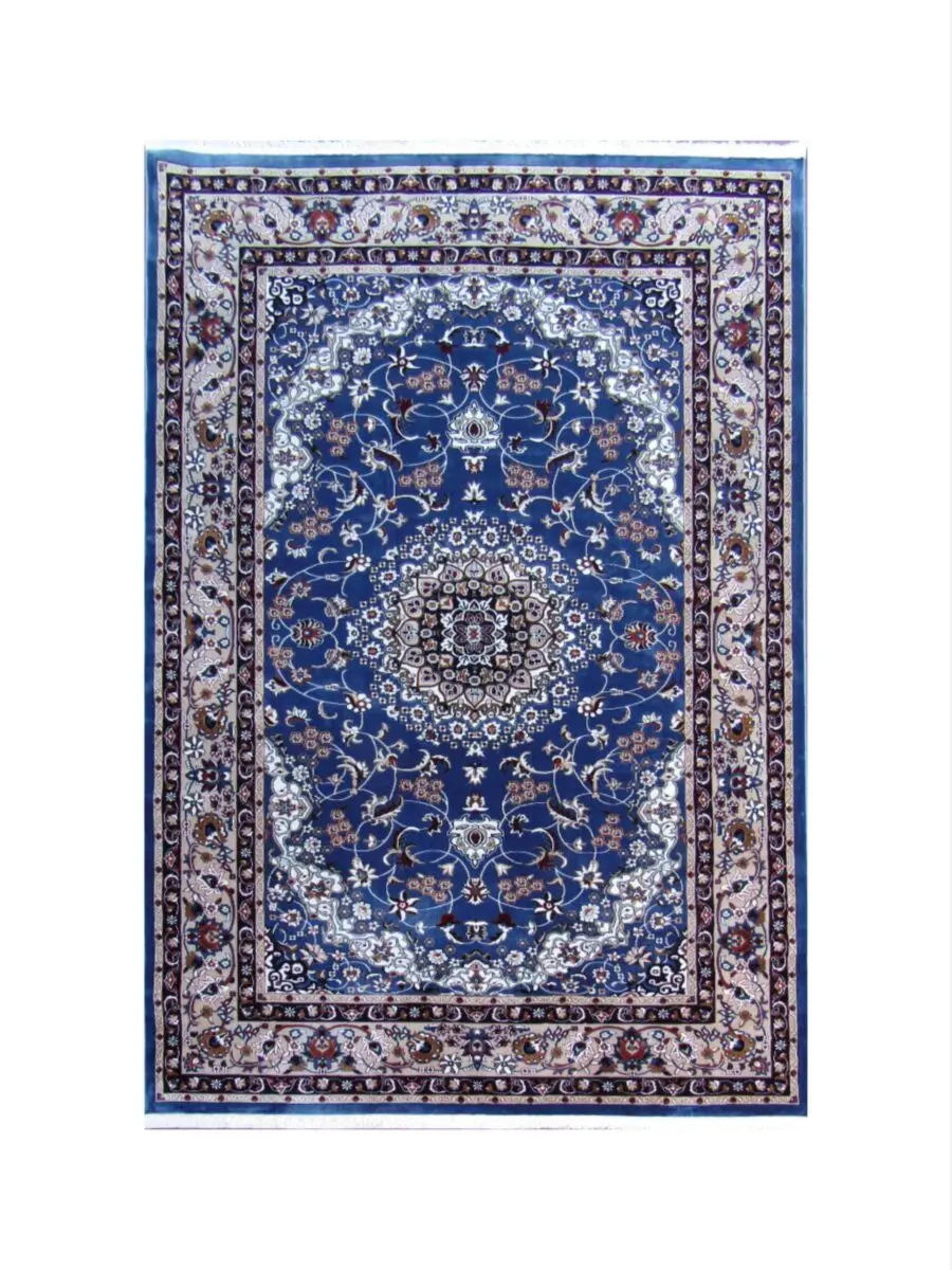 blue beige Persian Kashan rug