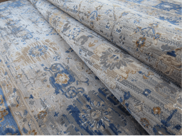vintage grey blue oriental rug