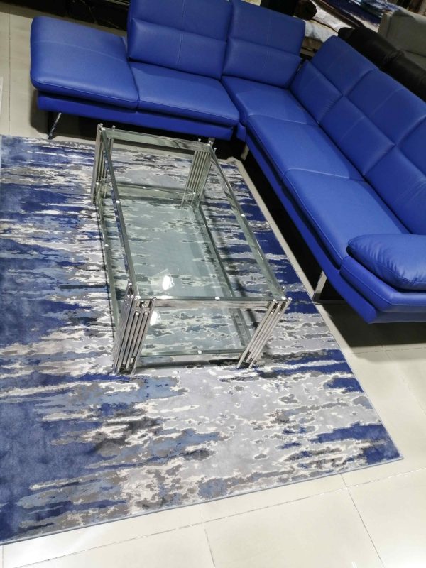 blue grey modern rug