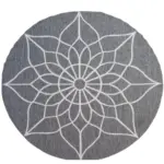 Grey white outdoor round carpet 0010