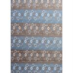 Modern Reversible Chenille Rug – Trellis Tribal Design – Blue Brown & White (Style: MDR074)