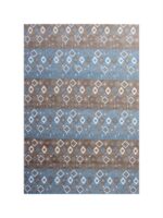 Modern Reversible Chenille Rug – Trellis Tribal Design – Blue Brown & White (Style: MDR074)