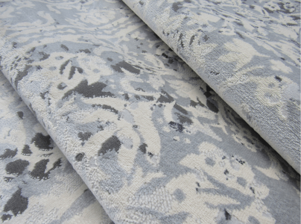 grey modern white floral rug