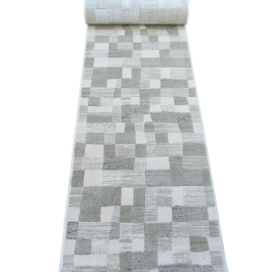 Modern Taupe and cream runner rug