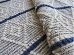 White Blue Round Indian Rug