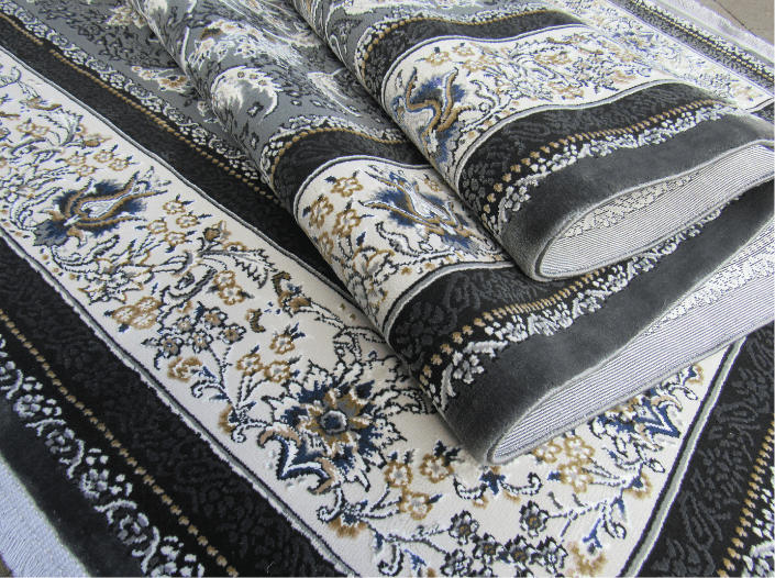 Black Grey Persian Rug Persian Classic Inspired Premium Isfahan Rug- Grey & Black Design (Style: PR079) - Image 3