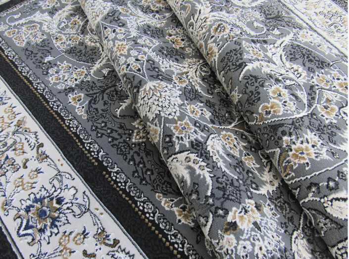 Grey Persian Rug for sale Persian Classic Inspired Premium Isfahan Rug- Grey & Black Design (Style: PR079) - Image 4