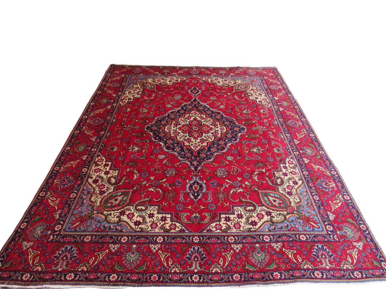 Persian Red Kashan - Living Room Rug Large Hand-knotted Persian Kashan Rug- Red – Blue – Beige (Style: IR67) - Image 2
