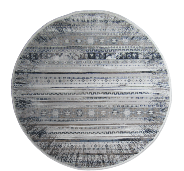 Circular Round Rug - Blue - Grey