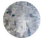 Modern Abstract Rug - Grey - Blue - White - Round Area Rug