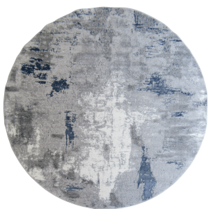 Modern Abstract Rug - Grey - Blue - White - Round Area Rug