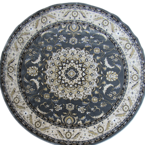 Persian Round Rug - Grey - White