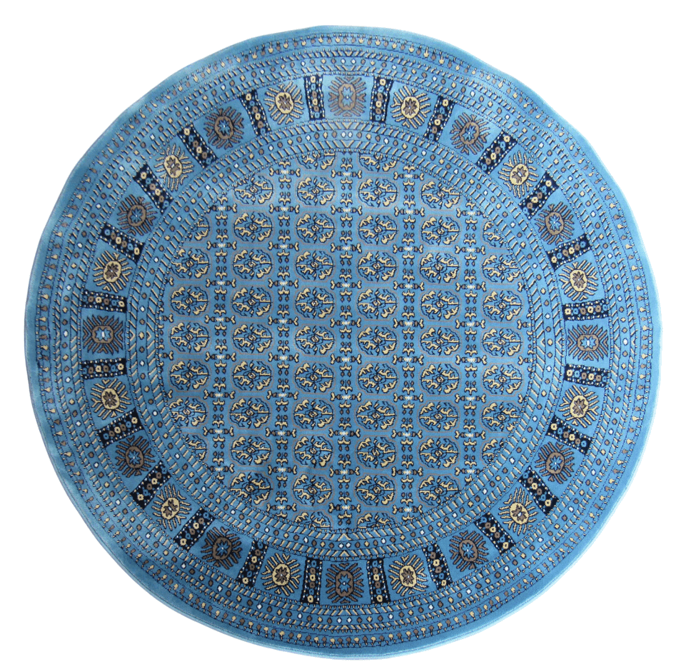 Round Rug - Blue Bukhara Round Rug - Persian Inspired Round Rug