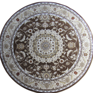 Round Rug - Persian Oriental Rug - Brown - Beige