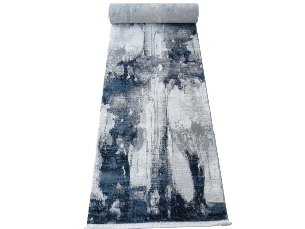 Modern Soft Island 4m 5m Runner – Blue , Grey & White (Style: MDRR106) - Image 1