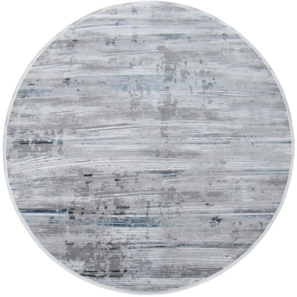 Modern Round Interior Designer Rug - Grey Blue