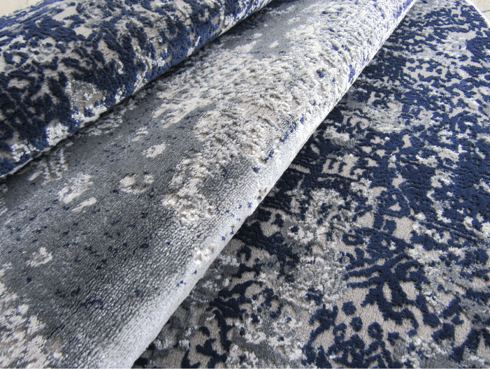 Dark Grey Blue Round Rug Round Rug - Abstract Blue - Grey