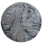 Round Rug - Dark Grey - Black