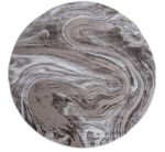 Round Rug - Brown - White Modern Rug