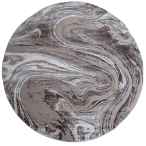 Round Rug - Brown - White Modern Rug