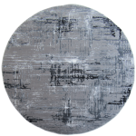 Round Carpet - Black - Grey Modern Round Rug