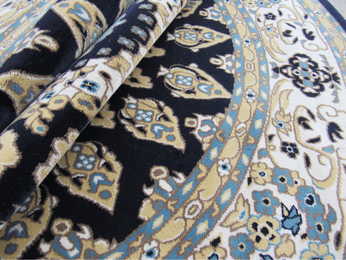 Dark Blue - Beige Round Persian Rug Round passage rug - Blue - Beige