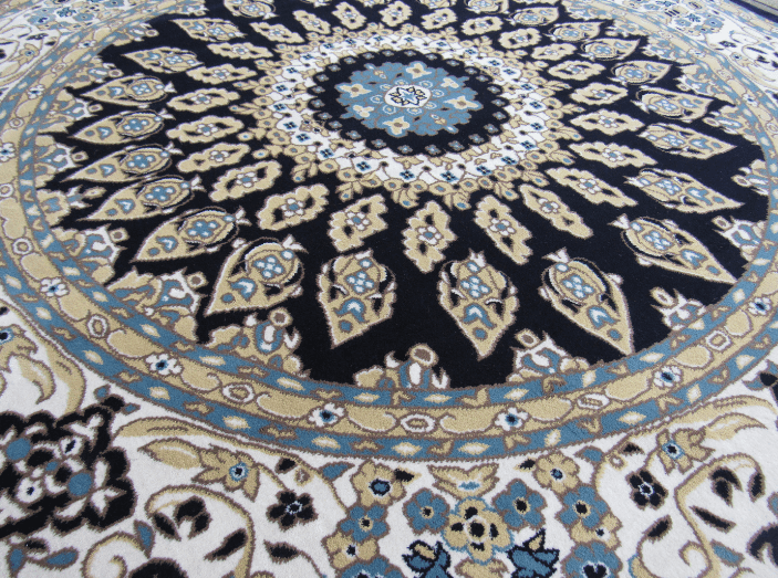 Dark Blue Oriental Round Rug Round Persian Blue Rug
