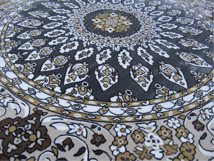 Premium Turkish Round Rugs Persian Inspired Round Sherzhad Rug – Grey & White (Style: PRR079) - Image 4