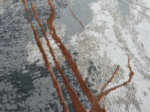 Modern Abstract Paint Splash Rug – Sunset Orange & Grey (Style: MDR186) - Image 2
