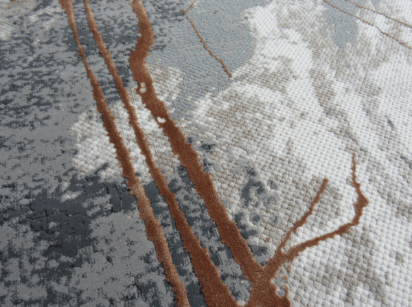 Modern Abstract Paint Splash Rug – Sunset Orange & Grey (Style: MDR186) - Image 2