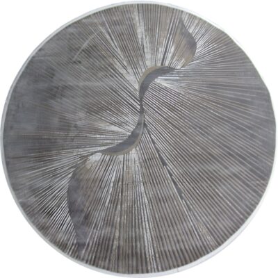 Dark Brown and Grey Round Rug