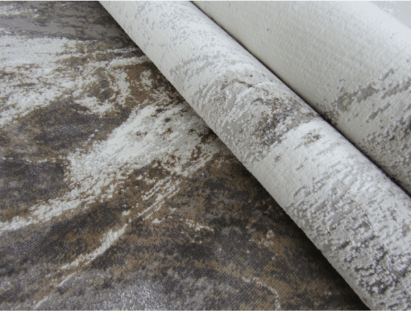 Round Large Rug - Brown - White
