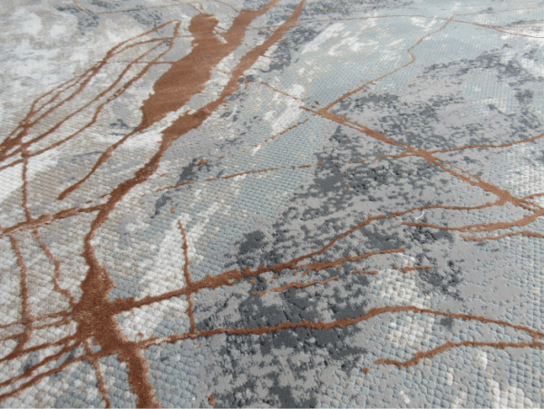 Modern Abstract Paint Splash Rug – Sunset Orange & Grey (Style: MDR186) - Image 4