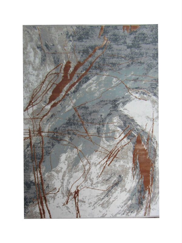 Paint Splash Modern Rug - Sunset Red - Grey - White