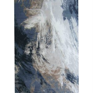 Modern Large 4x5m Blue Rug - Grey - White
