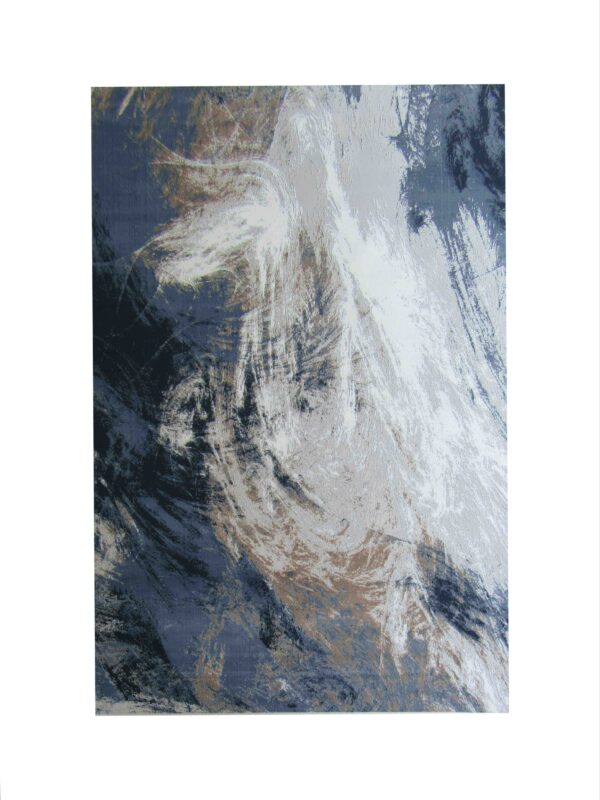 Modern Large 4x5m Blue Rug - Grey - White