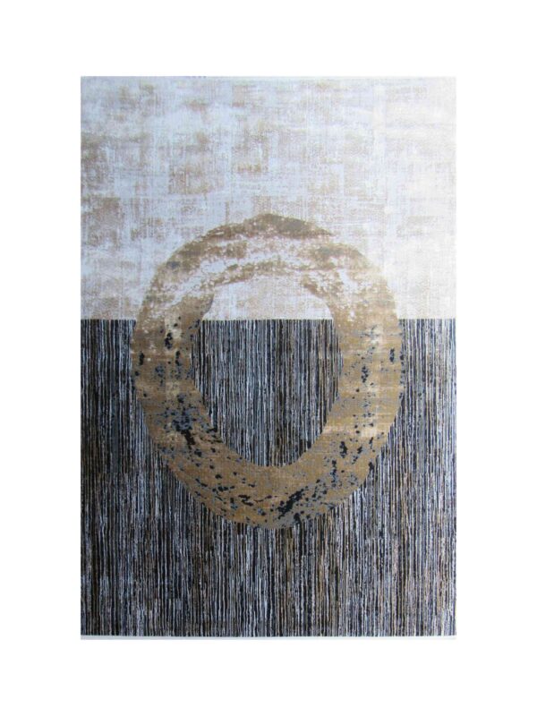Contemporary Unique Design Rug - Rust Brown - Grey