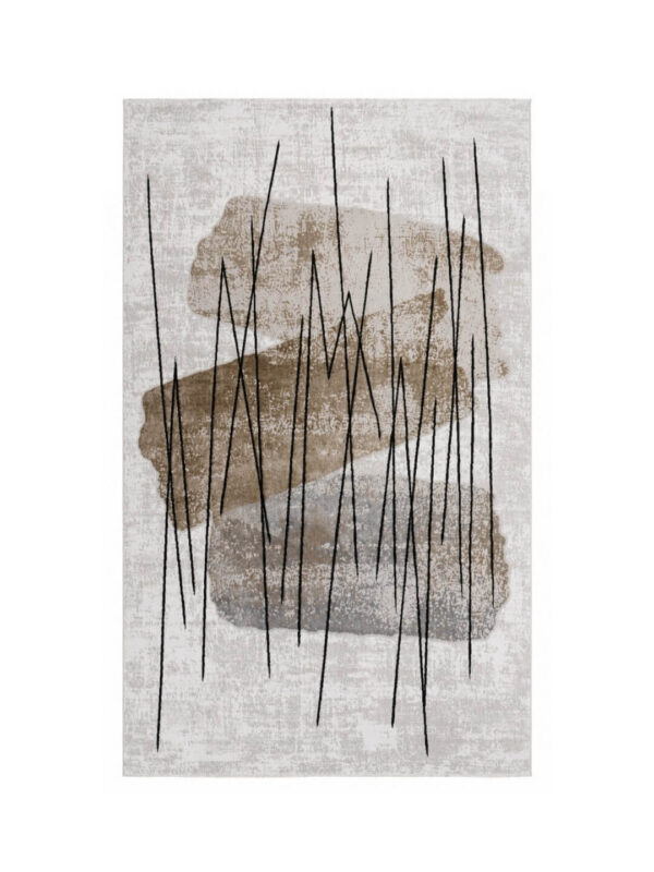 Modern Soft Grey and Brown Artist rug