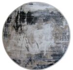 Modern Amazon Earth Round Rug – Black , Dark Grey & Beige