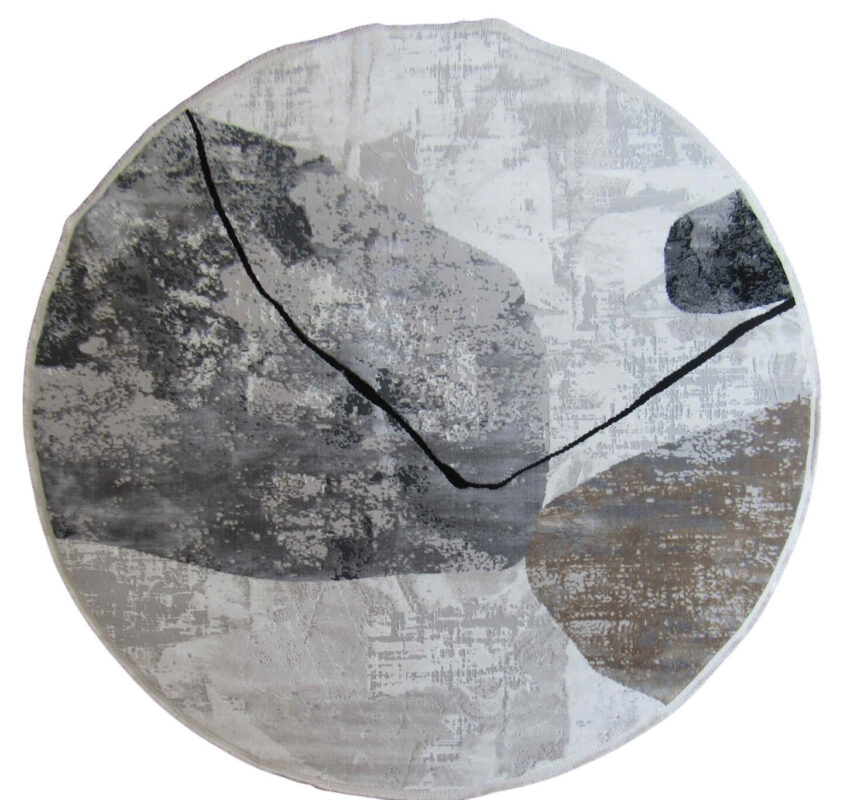 Round Rug - Soft Grey - White Rug