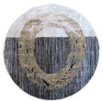 Modern Round Rustic Brown Charcoal Rug