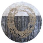 Modern Round Rustic Brown Charcoal Rug