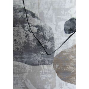 Modern pebb;e Rug - Light Grey - Off White and Beige