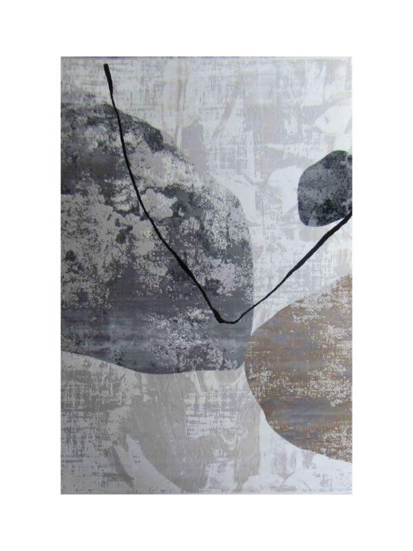 Modern pebb;e Rug - Light Grey - Off White and Beige
